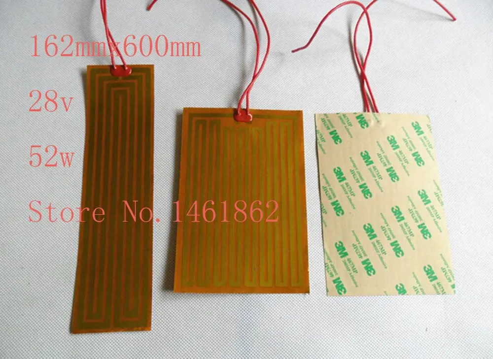 

162mmx600mm 28v 52w element heating PI film polyimide heater heat rubber electric flexible heated bad printer heating Kapton