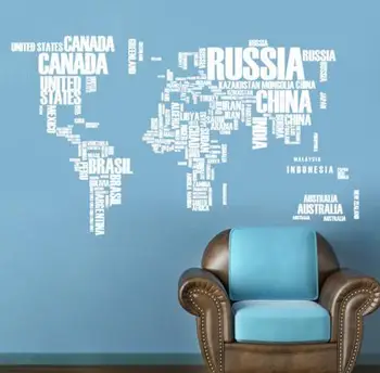 

waterproof and removable vinyl world map wall sticker wallpaper of office wall decals