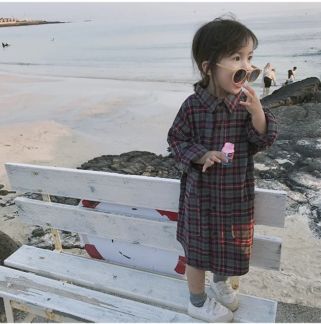 

Turn down collar baby girl blouse long sleeve children lattice blouses and shirts for kids plaid shirts and tops girls clothing