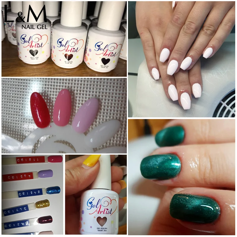 Gelpolish Gelartist 젤 네일 광택제 바니시 세트, 아름다운 전문 네일 뷰티 컬러, UV 젤 광택제 젤, 15ml, 6 개