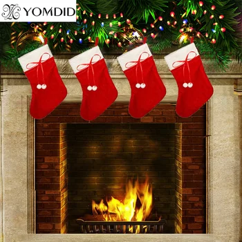 

6Pcs New Year Christmas Stocking Socks Santa Claus Candy Gift Bag Xmas Tree hanging Ornament Decorations for Home festival party
