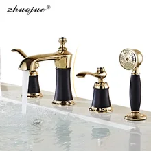 

Bathroom New Faucets All Copper split faucet Three Holes Four Hole Faucet Basin Hot and Cold Mixer Polished Chrome Sink