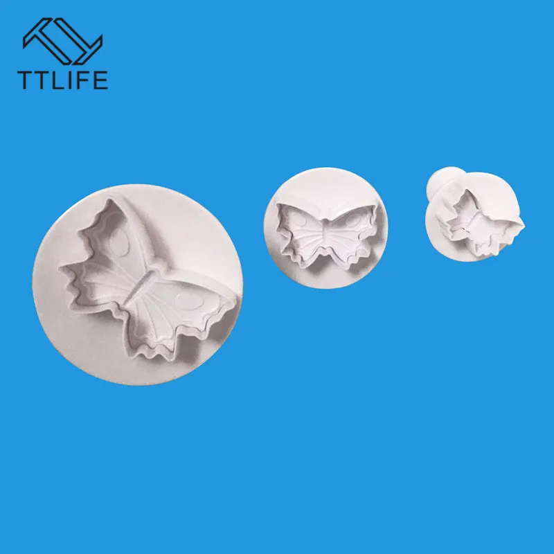 

TTLIFE TTLIFE 3Pcs/Set Butterfly Cookie Baking Fondant Cake Decorating Sugarcraft Chocolate Decorating Plunger Cutter Mold ToolS