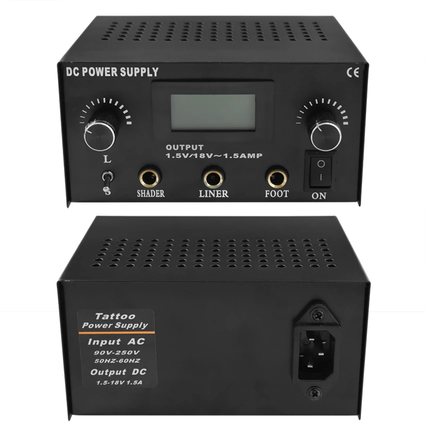 Online Tattoo Netzteil Shader Liner Permanent Make Up Körper Kunst Dual Digital LCD für Tattoo Maschine Gun Fuß Pedal Tattoo Versorgung werkzeug