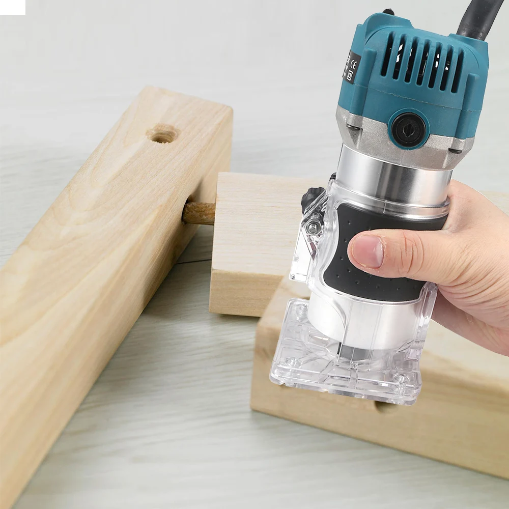 800W 110V Laminate Trimmer Woodworking Joiner Slotting Carving Trimming Machine for Slotting Trimming Carving with 15pcs 1/4 Collets Router Bits Wadoy Electric Wood Router 