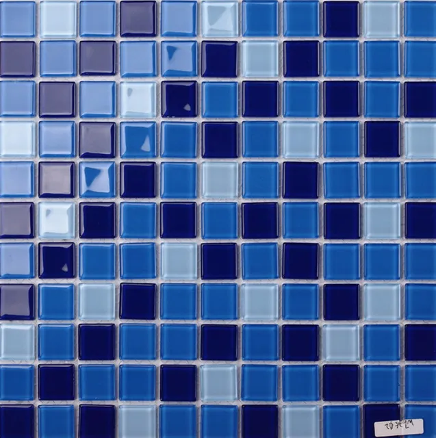 Envío gratis mezcla De Vidrio de Cristal azul piscina de mosaico de
