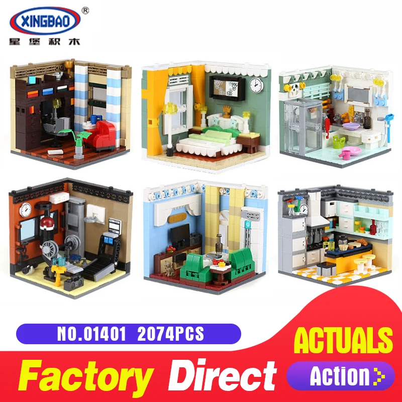 

XINGBAO 01401 2074Pcs Genuine The Residential House Six in one Sets Self-Assembling Series Building Blocks Bricks Toys for child