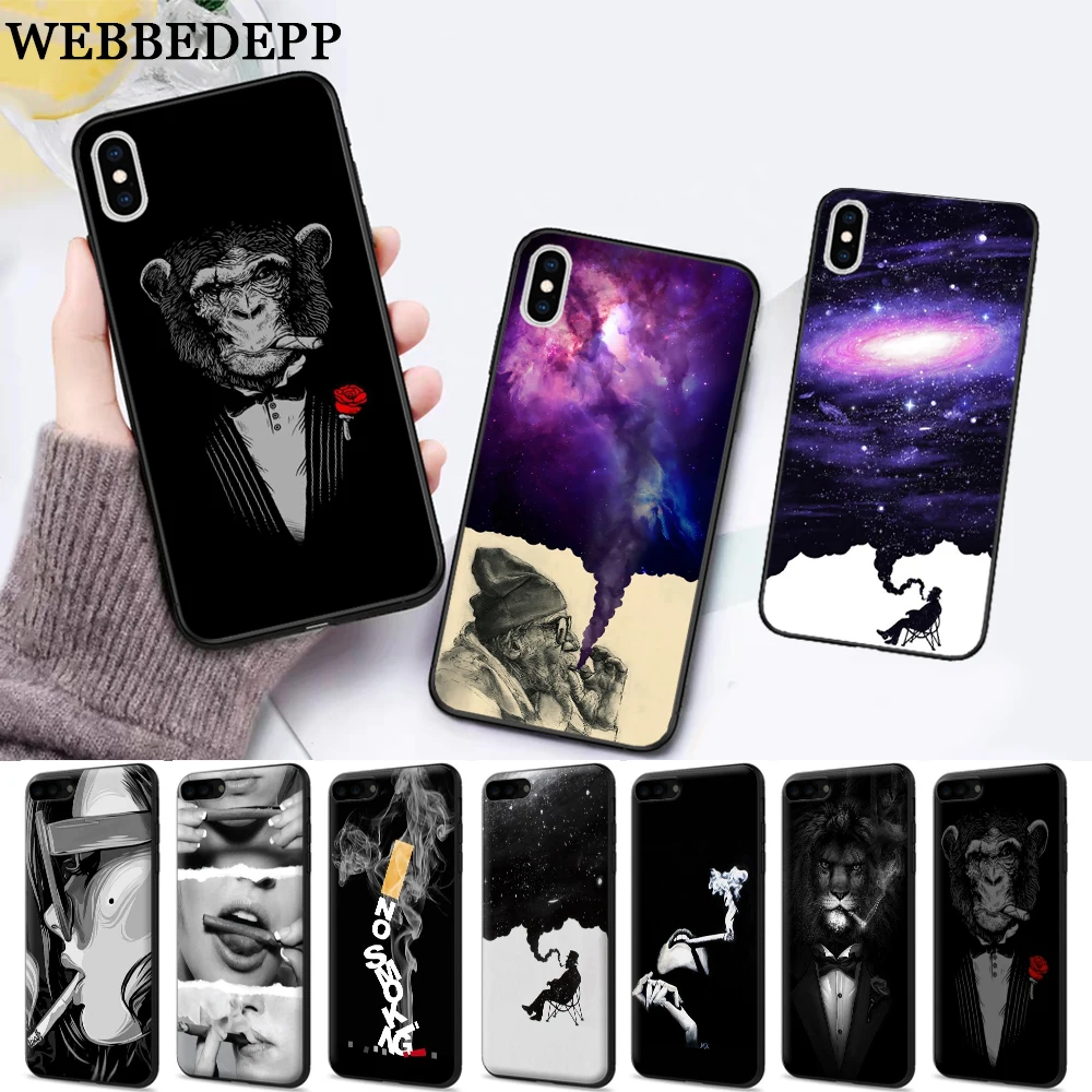 

WEBBEDEPP Cigarette Smoking Protector Silicone soft Case for iPhone 5 SE 5S 6 6S Plus 7 8 11 Pro X XS Max XR