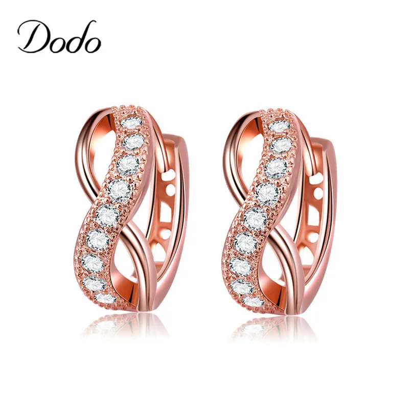 

bow-know vintage Rose Gold filled Hoop Earring Women AAA Crystal infinity wedding Dress Earrings Jewelry Best Gifts Bijoux DE53