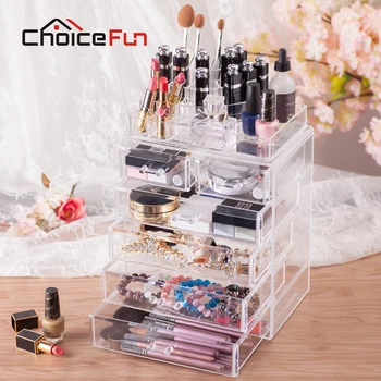

CHOICE FUN Luxury Large Makeup Storage Drawer Acrylic Cosmetics Organizer Clear Detachable Storage Box Lipstick Holder SF-1543-6
