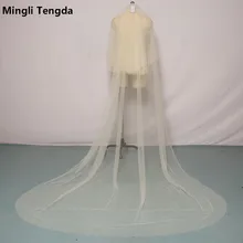 Mingli Tengda Шампанское свадебная двуслойная вуаль 3 м свадебная вуаль Элегантная Леди блестящая вуаль с расческой Обрезанные края свадебные аксессуары
