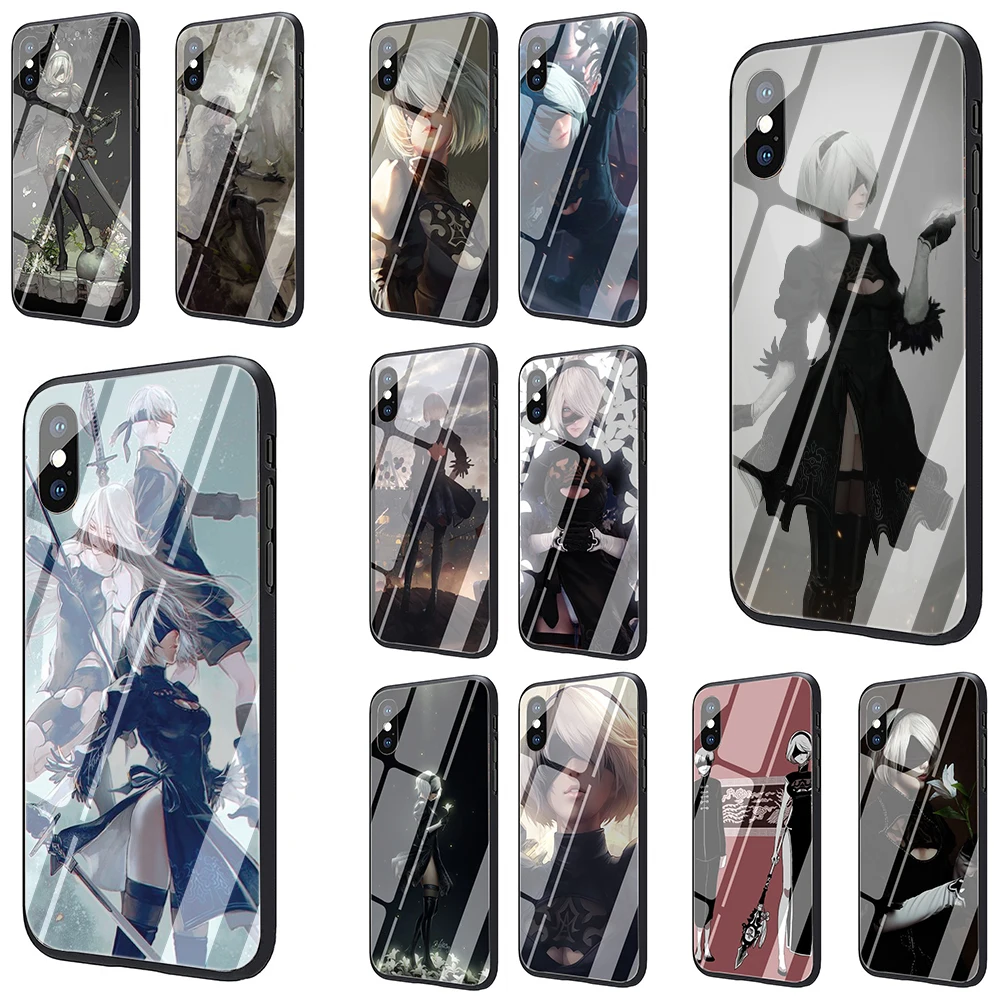 

NieR Automata Tempered Glass Phone Cover Case for iphone 5 5s 6 6s Plus 7 8 Plus X XR XS 11 Pro Max
