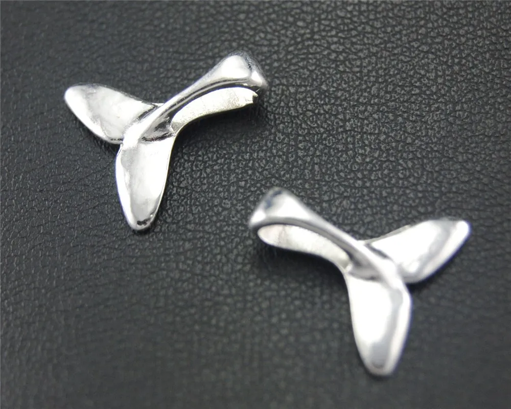 

5pcs Antique Sliver Whale Tail Fishtail Charm Jewelry Making DIY Handmade Craft 14x14mm A1715