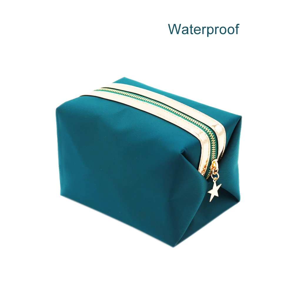 

Waterproof Cosmetic Bag for Make Up Brush Women Makeup Bag Travel Portable Organizer Toiletry Bag Square Case with Metal Zipper