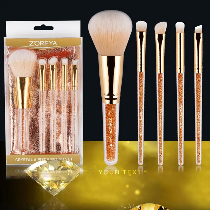 

ZOREYA Make Up Brushes Set With Gorgeous Cosmetic Bag 5pcs Diamond Hand Cosmetic Brush Powder And Eye Brush