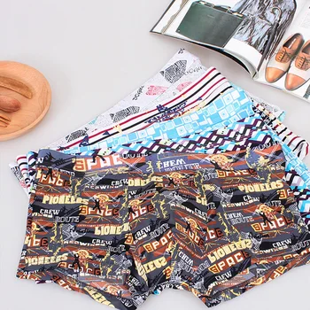 

4pcs/lot WJ Breath Ice Silk Boxer Underwear Men Underpants Print Low Rise Gay Male Underwares Trunks Mens Cuecas Boxers Shorts