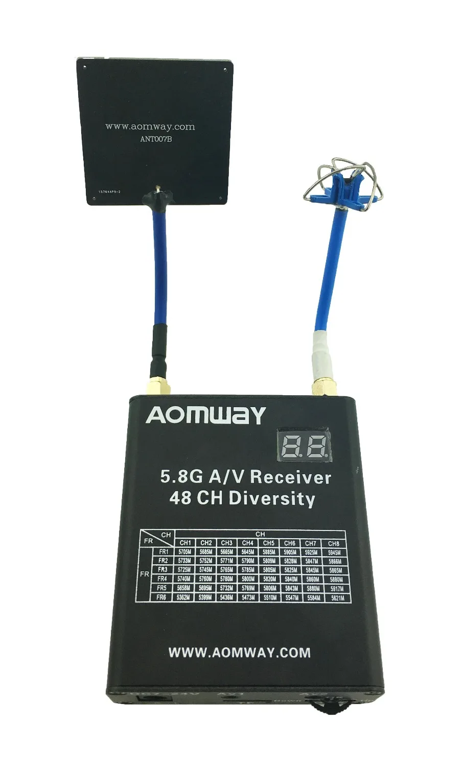 

Aomway 5.8G 48CH Audio Video AV 5.8G Dual Receiver DVR Diversity Double RX with 6dbi Antenna Pancel for Multicopter Photography