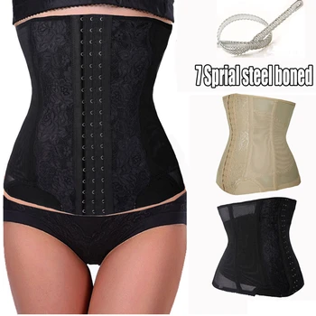 

KOLCY Women Control Waist Trainer Belt Slimm Waist Trainer Corset 7 Steel Bones Girdle Belt Ladies Modeling Strap Binder