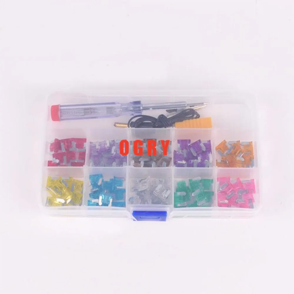 

100pcs Mini Auto Automotive Car Boat TruckBlade Fuse Box Assortment Zinc tablets 3A 4A 5A 7.5A 10A 15A 20A 25A 30A 35A