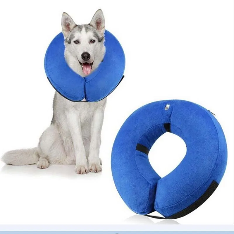 Inflatable Pet Collars Small Medium Large Dog Zipper Plush PVC Adjustable Anti bite Wound