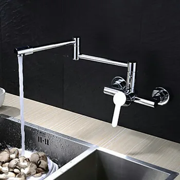 

Basin/Kitchen/Bathroom Faucet Chrome Wall Mount Folding Stretchy Kitchen Faucets Single Cold Water