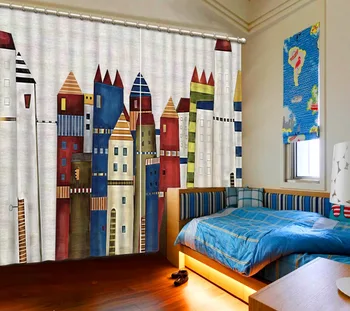 

Customized size Luxury Blackout 3D Window Curtains For Living Room building curtains cartoon curtain