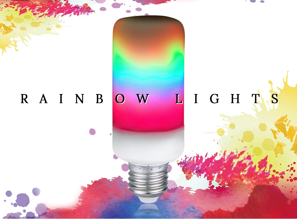 LED Flame Light Bulb E27 E14 E12 B22 B26 Ampoule LED Bulb Tubes AC 85-265V Rainbow Lights 7W 9W Flickering Decorative Flame Lamp (1)