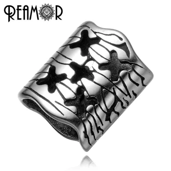 

REAMOR Hole Size 12*6mm 316l Stainless Steel X Letter & Cross European Square Charm Beads For Men Bracelet DIY Jewelry Making