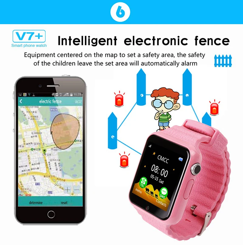 V7 Дети gps камера аварийная безопасность анти-потеря водонепроницаемые часы многофункциональный Шаг трекер телефон часы