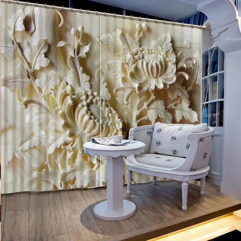High Definition Art Relief 3D Printing Curtains Lifelike Beautiful