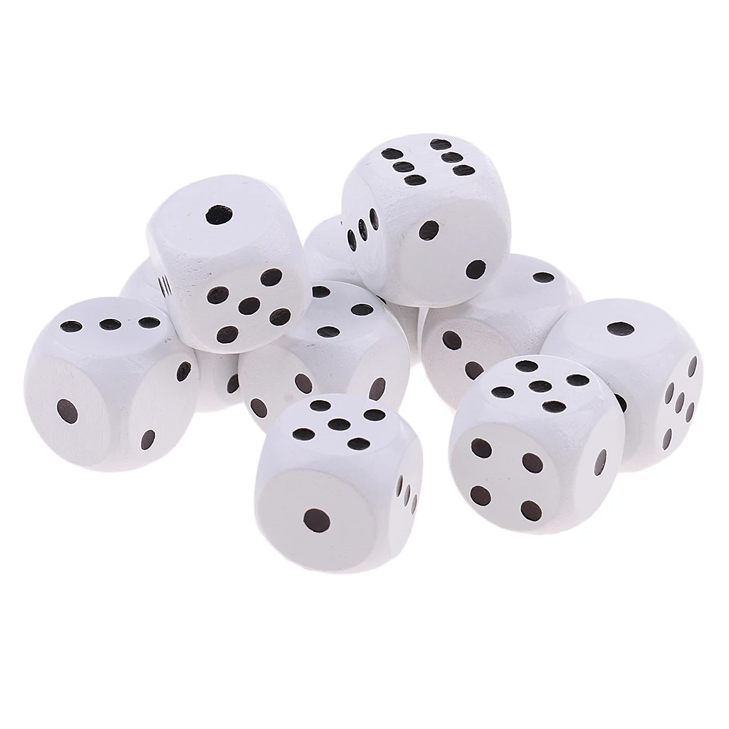 20Pcs Wooden Dice D6 Six Sided Dotted Dice for D&D TRPG MTG Board Game Toy Party Dice Casino Game Supplies