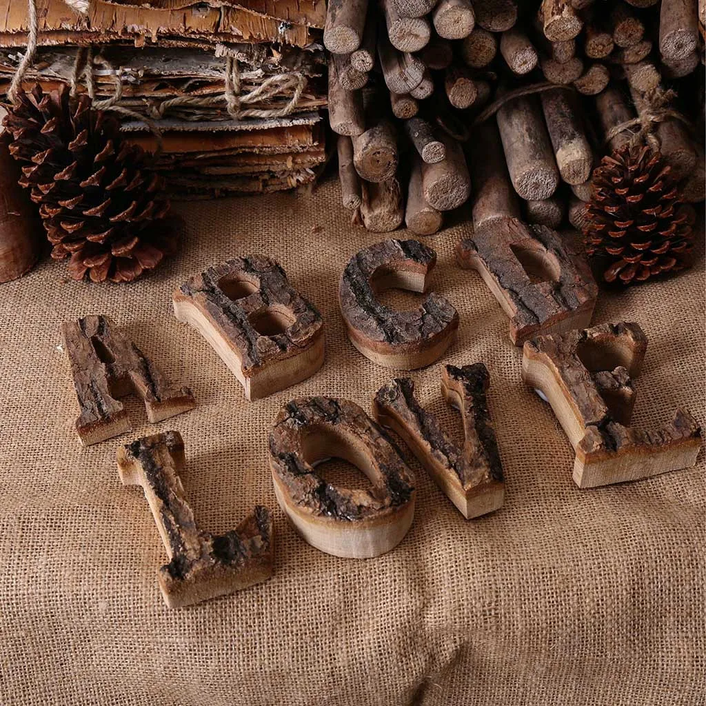 Натуральные Деревянные 26 буквенные буквы Алфавит знак имени для свадьбы дома вечерние деревянные буквы letras decorativas