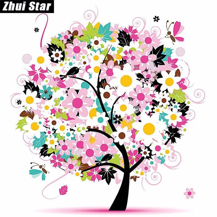 

2018 5D Diy Diamond Embroidery Painting tree Dream Cross Stitch Resin Full cube drill Diamond Painting feathers home decor