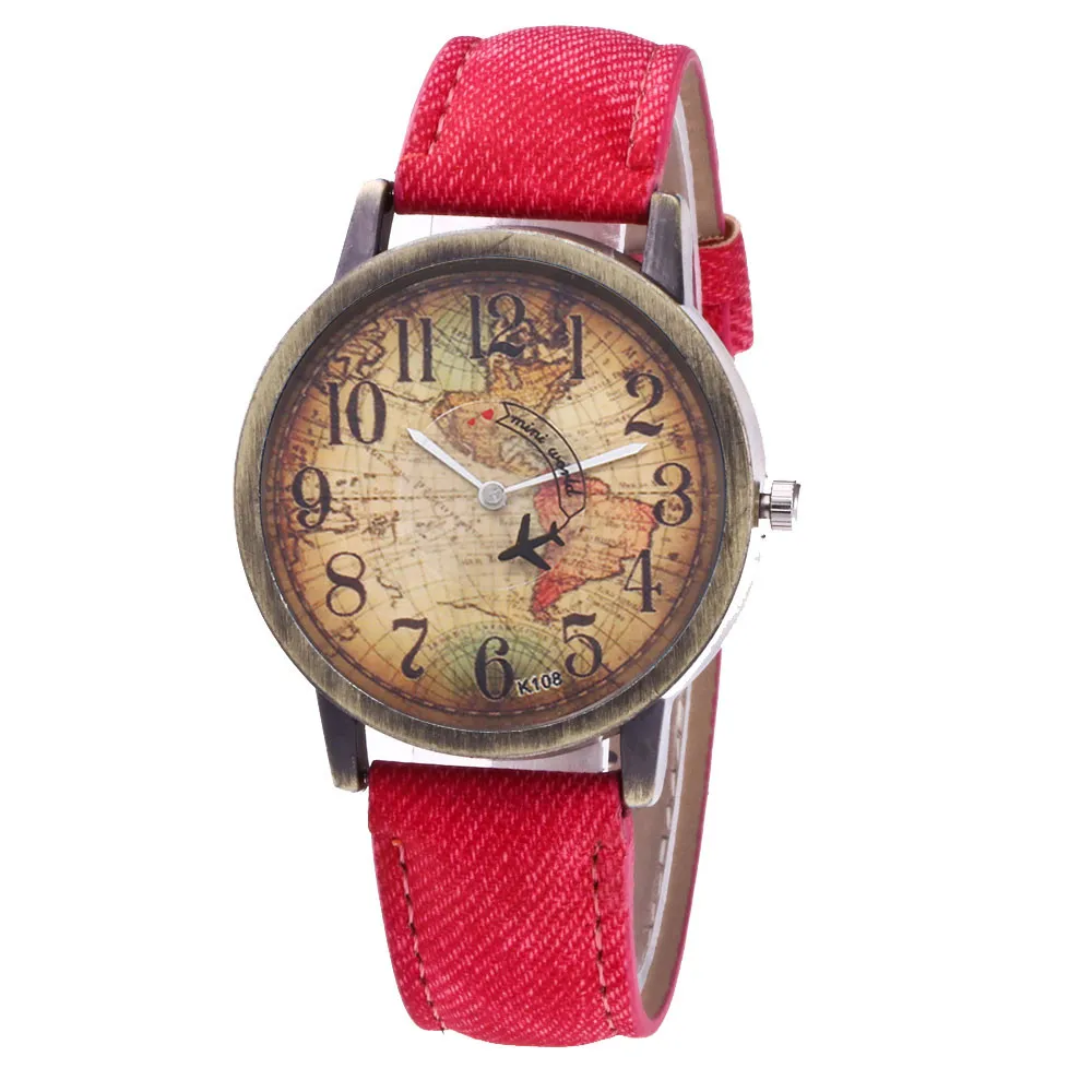 Высококачественные женские модные повседневные часы с картой мира, дизайнерские женские кварцевые часы, аналоговые кожаные женские часы в подарок, женские часы# D - Цвет: E