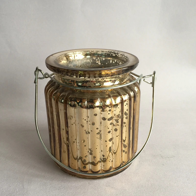 NEW!3.5 Inch Tall Glass Hanging Mercury candle holder in Gold USD7.5/PC | Дом и сад