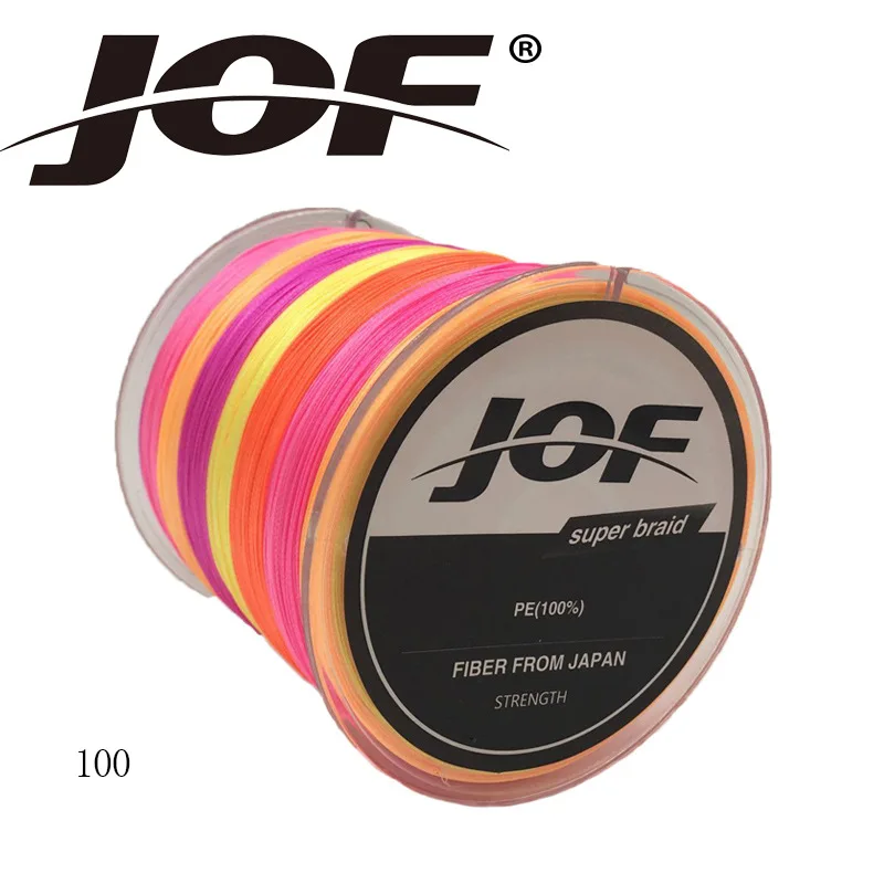 Jof 8 السواحل 100 متر خط الصيد المتعددة الشعيرات pe مضفر خط الصيد سلك أبيض/أصفر/أزرق/أخضر 13-200 رطل
