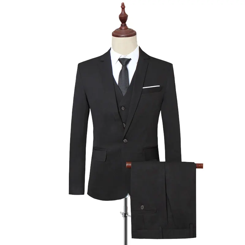 Classic Formal Dress Men Suit Jackets + Vest + Pants Fashion Leisure Mens 3 Piece Suit Size S-6XL Wedding Suits for Man Black Classic Formal Dress Men Suit Jackets + Vest + Pants Fashion Leisure Mens 3 Piece Suit Size S-6XL Wedding Suits for Man Black