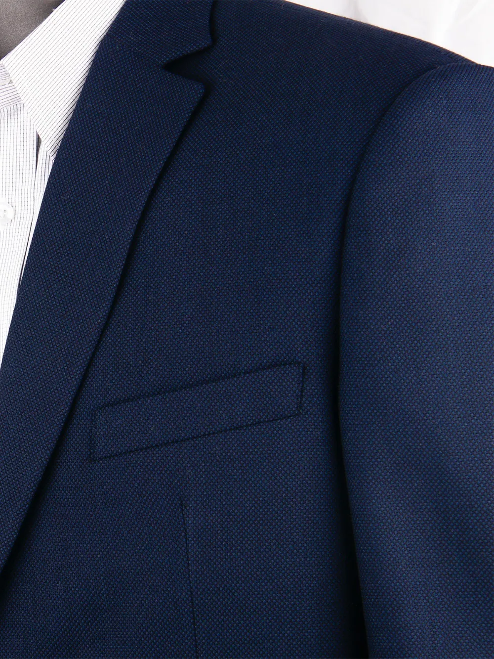 Navy Blue Nailhead Business Men Suits Custom Made Slim Fit Wool Blend Bird-eye Wedding Suits For Men, Tailor Made Groom Suit 5