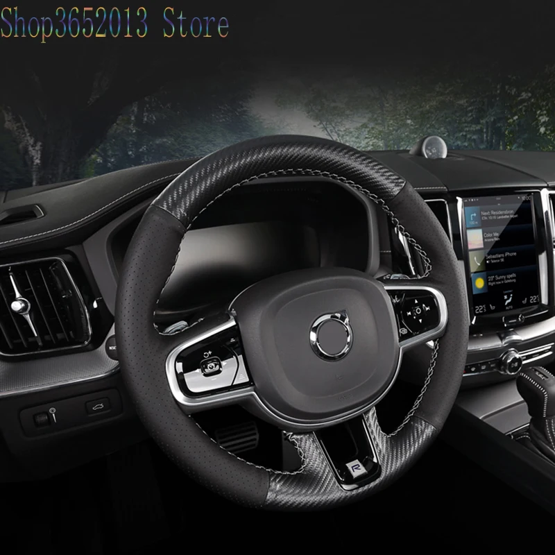 1 шт. для Volvo XC60 2018 Натуральная Кожа DIY чехол на руль автомобиля аксессуары