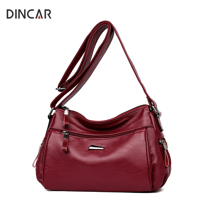 DINCAR Double Zipper Side Pocket Women Bags Sequined New Hobos Bags Soft Pu Leather Shoulder Bag ...