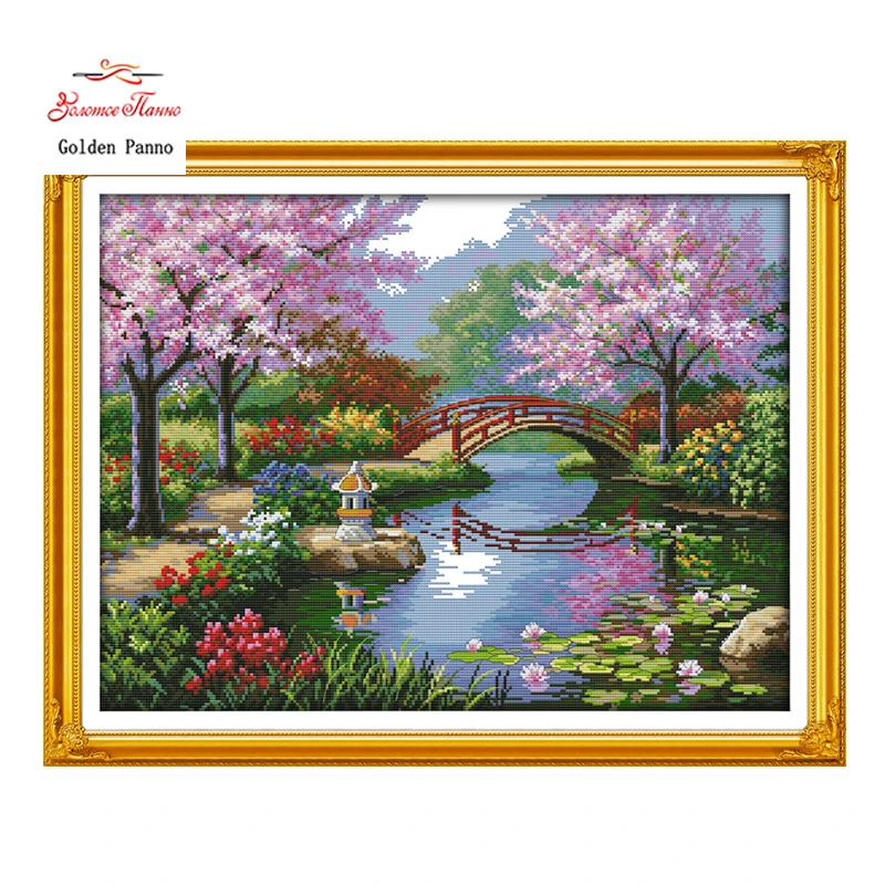 

Golden Panno,The Beautiful Scenery of Park patterns Counted Cross Stitch 11CT 14CT Cross Stitch Kits for Embroidery Home Deco923