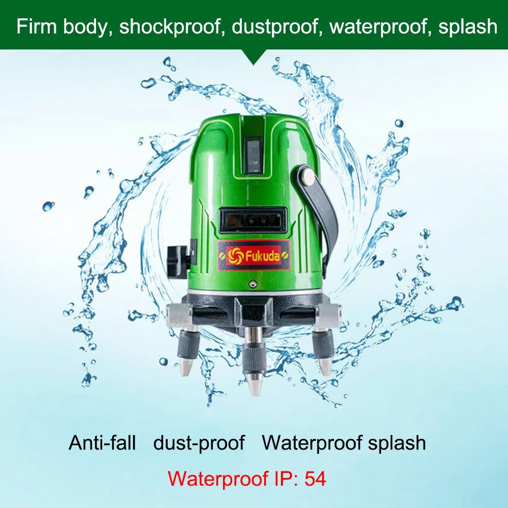 

Fukuda 5 Lines Laser Level EK-469GJ Self-Leveling Horizontal Vertical Cross laser Measuring Instument Green Beam Laser Level
