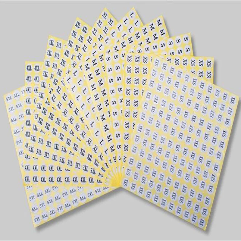 13mm 1000pcs stock Round Sticker printed English letters size Label/Paper for clothing/garment/jeans/children/shoes/bags tags