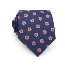 KT139 новые мужские галстуки 8 см, шелк, классические галстуки для мужчин, самозавязывающиеся Галстуки для банкета, свадьбы, вечеринки, жених, темно-синий w/розовые цветы
