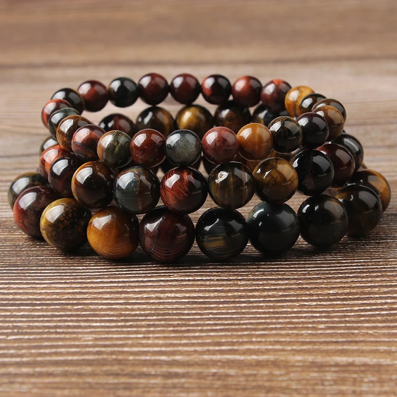 

Lingxiang Natural stone beads 6/8/10/12mm tiger eyes string bracelet men's and women's jewelry chain