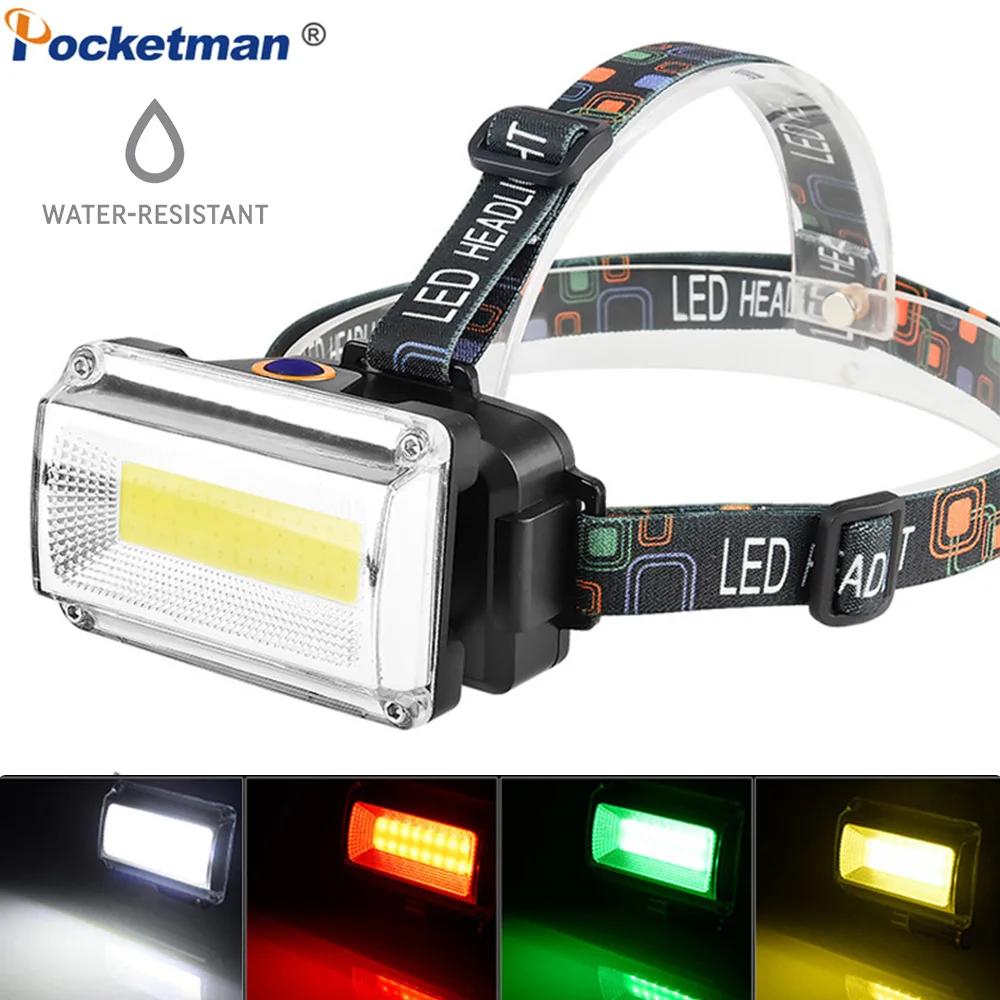 Brightest Cob Led Headlight Waterproof Headlamp Work Head Flashlight