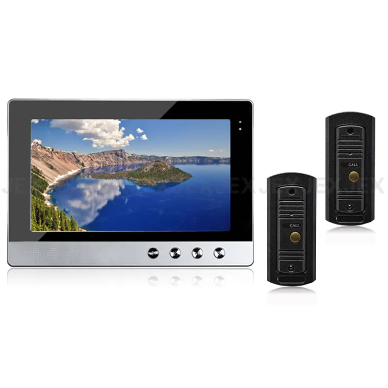 

JEX 10`` color LCD video intercom doorphone doorbell speaker intercom system kit 1 monitor +2 metal Mini IR COMS Camera 2V1