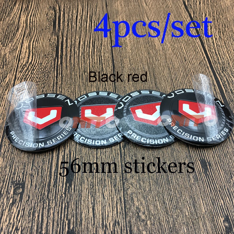 

HOT 56mm 2.2inch 4X VOSSEN Logo Black Red Wheel Rim Covers Emblem Car Decoration Label Badge Stickers For bmw opel audi