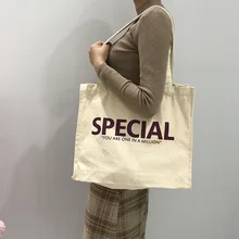 

Raged Sheep Canvas Environmental Protection Mom Shopping Bag Letter Fashion Recyclable Bag Simple Design Healthy Tote Hand Bag