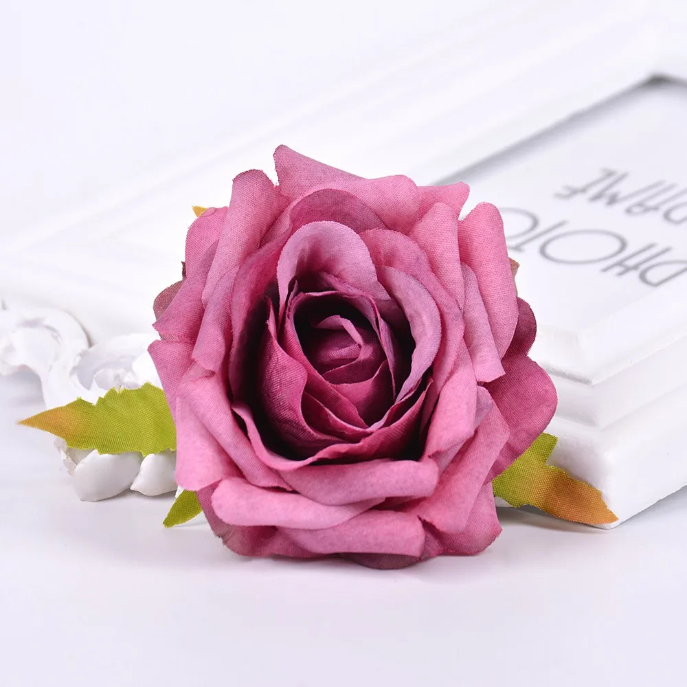 2 шт. искусственные цветы 7 см шелковые розы головы для свадьбы дома вечерние украшения DIY гирлянда скрапбукинга обувь шляпа цветок розы - Цвет: purple